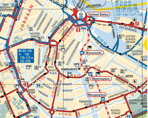 Amsterdam Traamkart, Amsterdam City Centre Printable Map